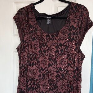 Women's Black and Brown Lace sequin Gown